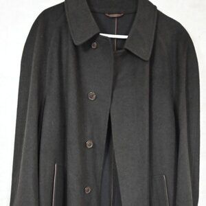 NEW Schneiders Salzburg Austria Wool & Angora Travel Overcoat Leather Trim 40